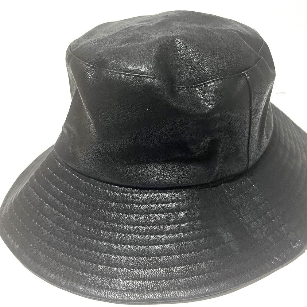 Anthropologie Midnight Black Leather Hat